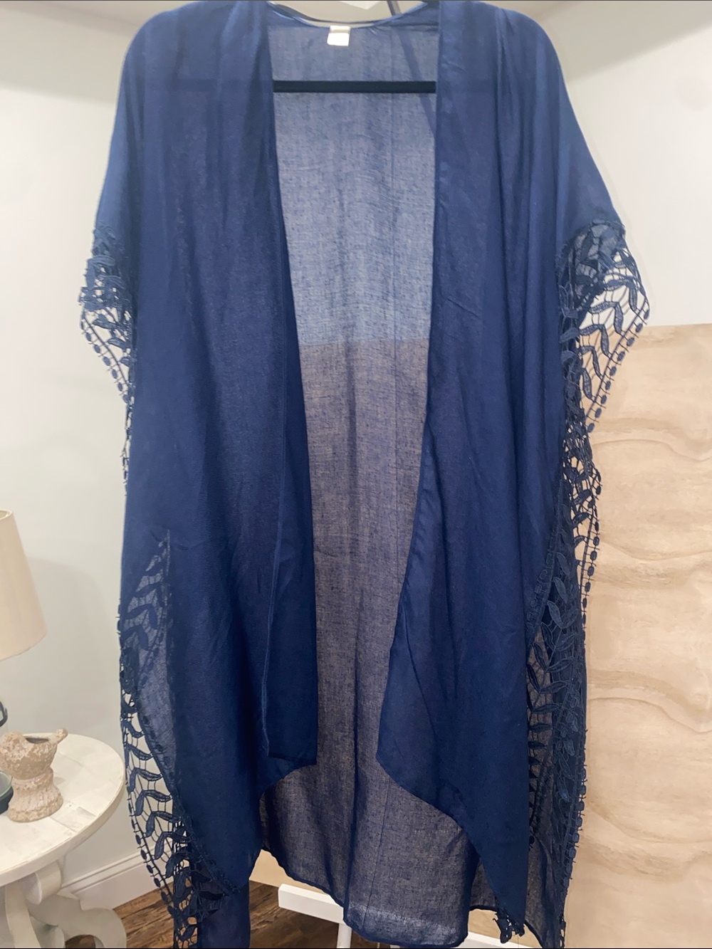 C Navy Blue Crochet-Sleeve Swim Cover-Up - Picture 7 of 9